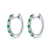 Essentail Emerald and Diamond Hoop Earrings - Dracakis Jewellers